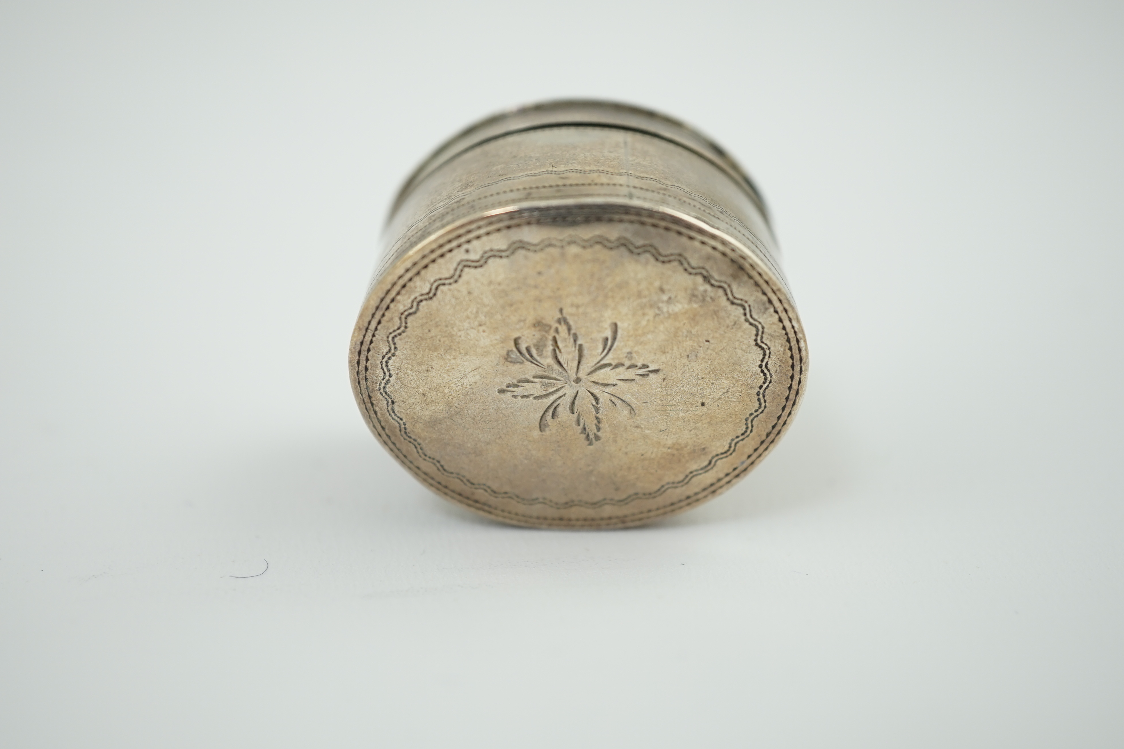 A George III silver oval nutmeg grater by Cocks & Bettridge?